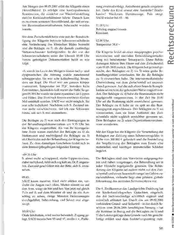 Vorschauseite 2: Keine Beweiserleichterungen für Patienten wegen unzureichender Dokumentation unmittelbar vor einem akuten Herzstillstand