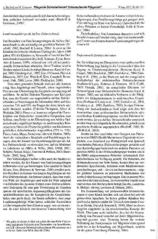 Vorschauseite 4: Pflegende Dolmetschende? Dolmetschende Pflegende? Literaturanalyse
