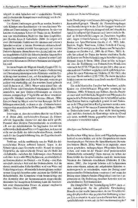 Vorschauseite 6: Pflegende Dolmetschende? Dolmetschende Pflegende? Literaturanalyse