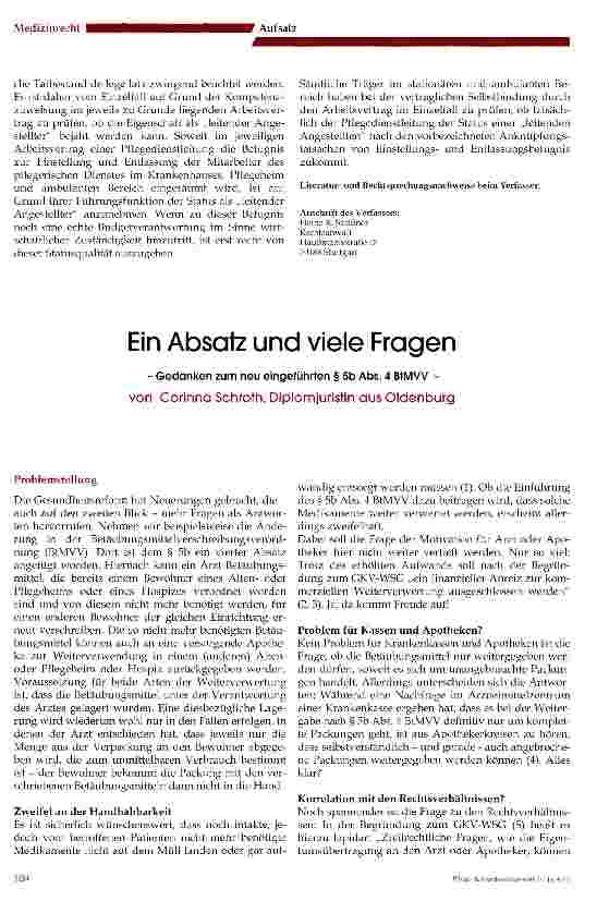 Vorschauseite 1: Ein Absatz und viele Fragen