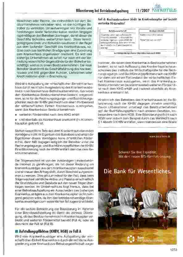 Vorschauseite 2: Bilanzierung der wirtschaftlichen Einheit Krankenhaus im Sonderfall der Betriebsaufspaltung