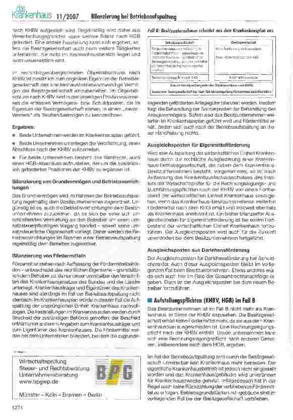 Vorschauseite 3: Bilanzierung der wirtschaftlichen Einheit Krankenhaus im Sonderfall der Betriebsaufspaltung