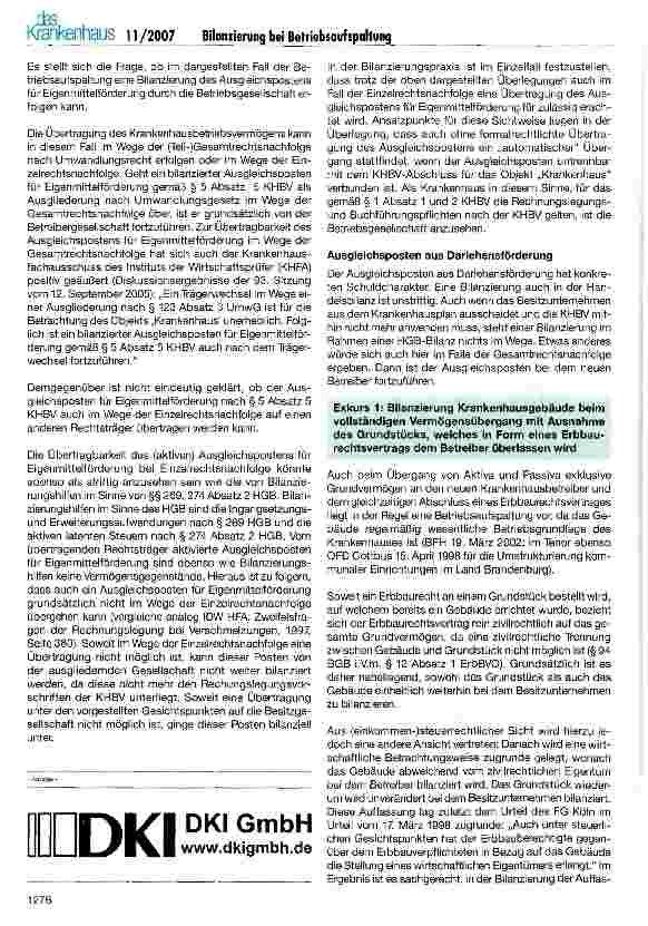 Vorschauseite 5: Bilanzierung der wirtschaftlichen Einheit Krankenhaus im Sonderfall der Betriebsaufspaltung
