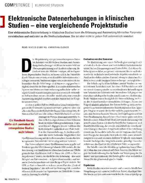 Vorschauseite 1: Elektronische Datenerhebungen in klinischen Studien - eine vergleichende Projektstudie