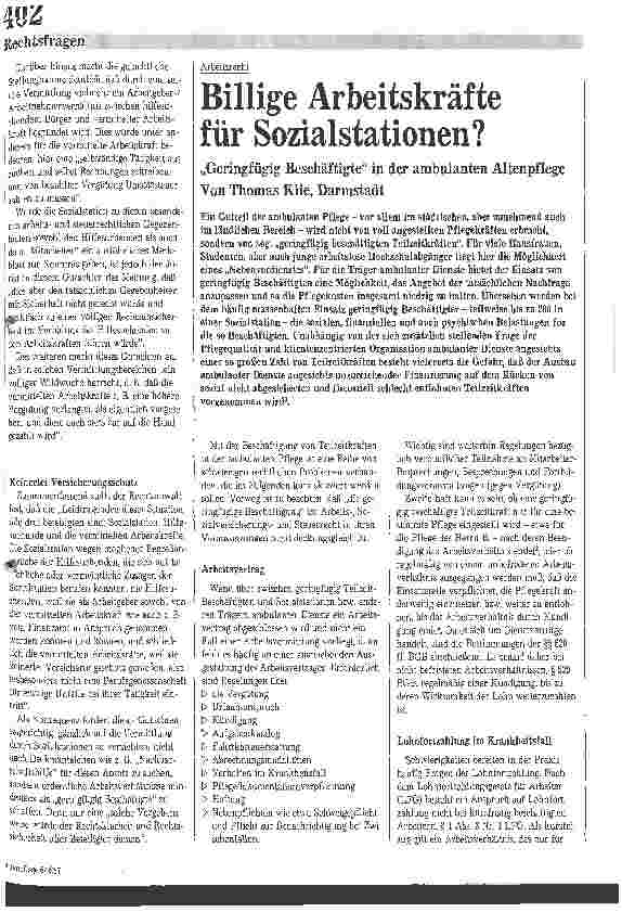 Vorschauseite 1: Billige Arbeitskräfte für Sozialstation?
