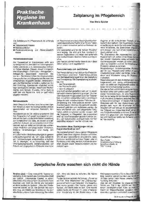 Vorschauseite 1: Zeitplan im Pflegebereich