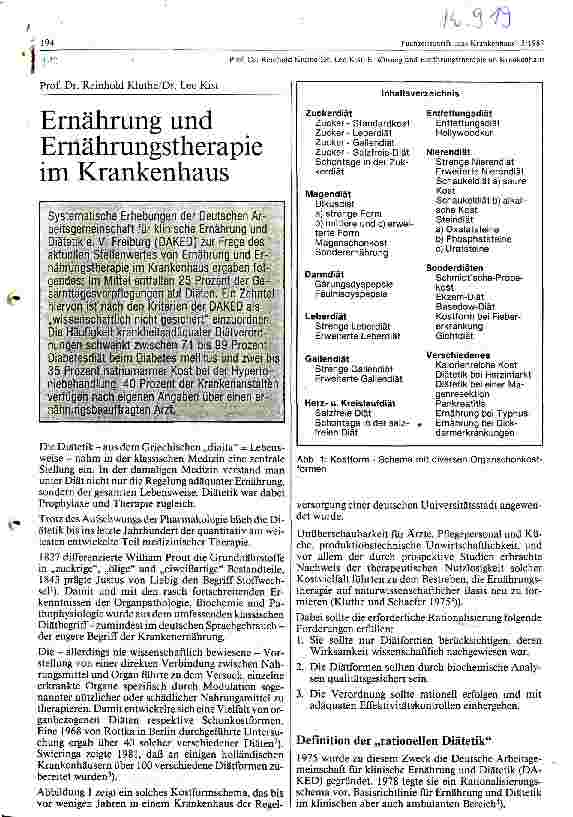 Vorschauseite 1: Ernährung und Ernährungstherapie im Krankenhaus