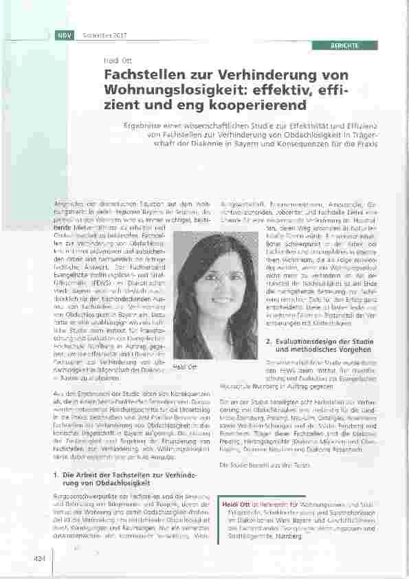 Vorschauseite 1: Fachstellen zur Verhinderung von Wohnungslosigkeit; effektiv, effizient und eng kooperierend