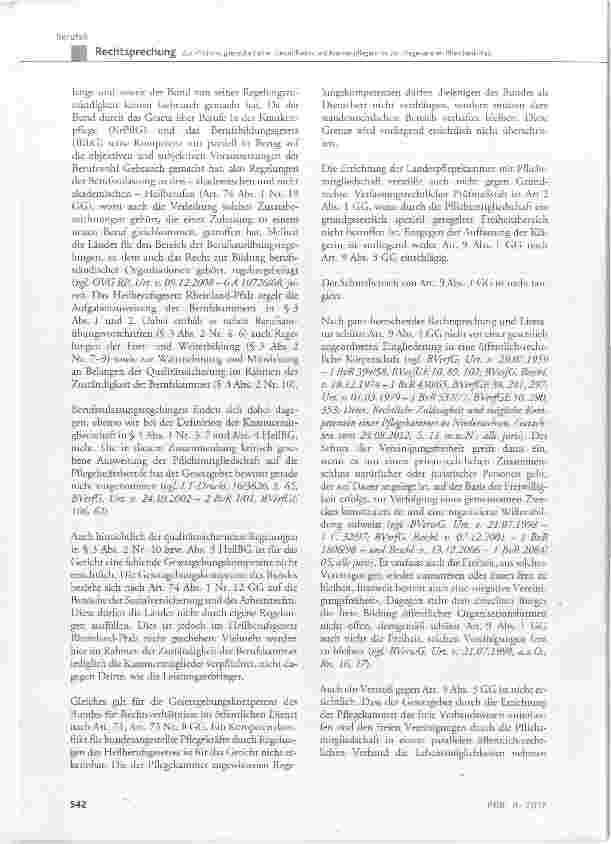 Vorschauseite 6: Zur Pflichtmitgliedschaft einer Gesundheitsund Krankenpflegerin in der Pflegekammer Rheinland-Pfalz