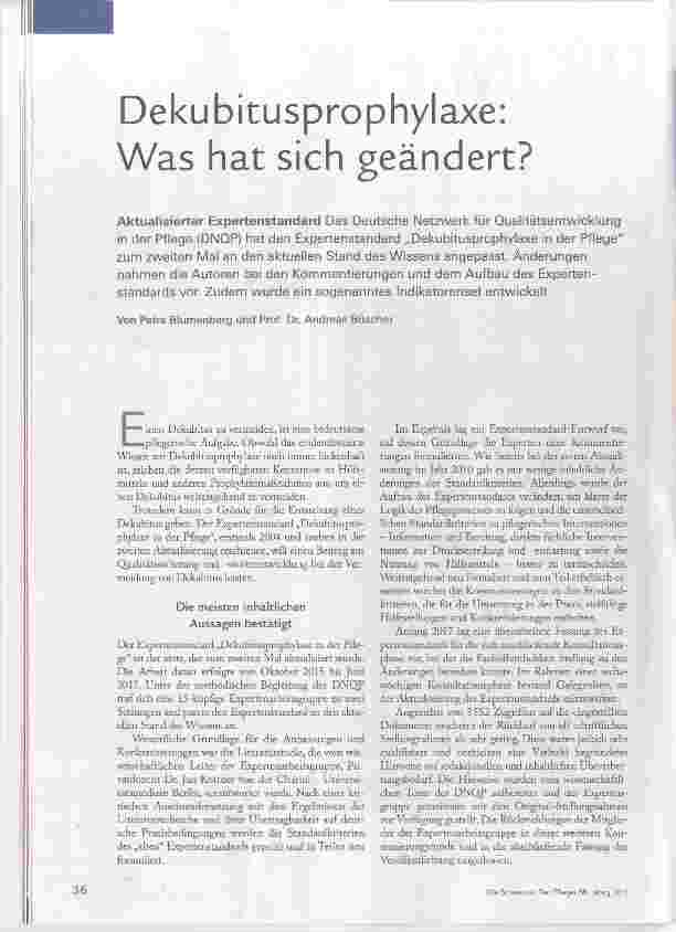 Vorschauseite 1: Dekubitusprophylaxe: Was hat sich geändert?