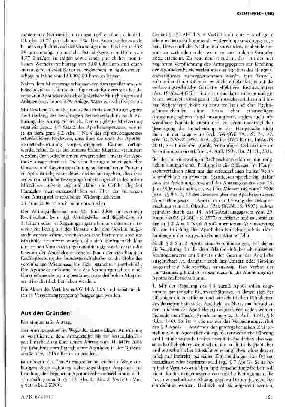Vorschauseite 2: Unzulässige Beteiligung eines Medizinischen Versorgungszentrums am Umsatz einer Apotheke