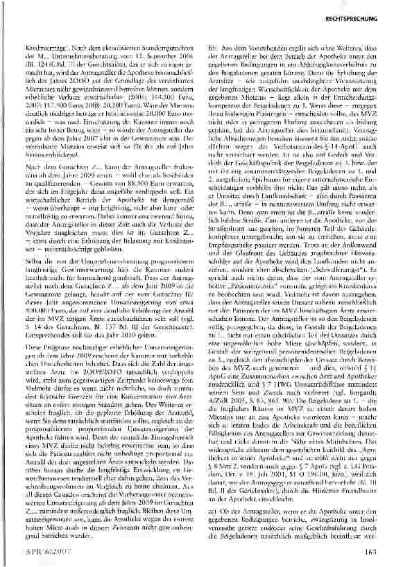 Vorschauseite 4: Unzulässige Beteiligung eines Medizinischen Versorgungszentrums am Umsatz einer Apotheke