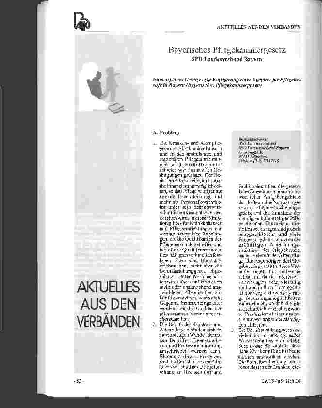 Vorschauseite 1: Bayerisches Pflegekammergesetz SPD Landesverband Bayern