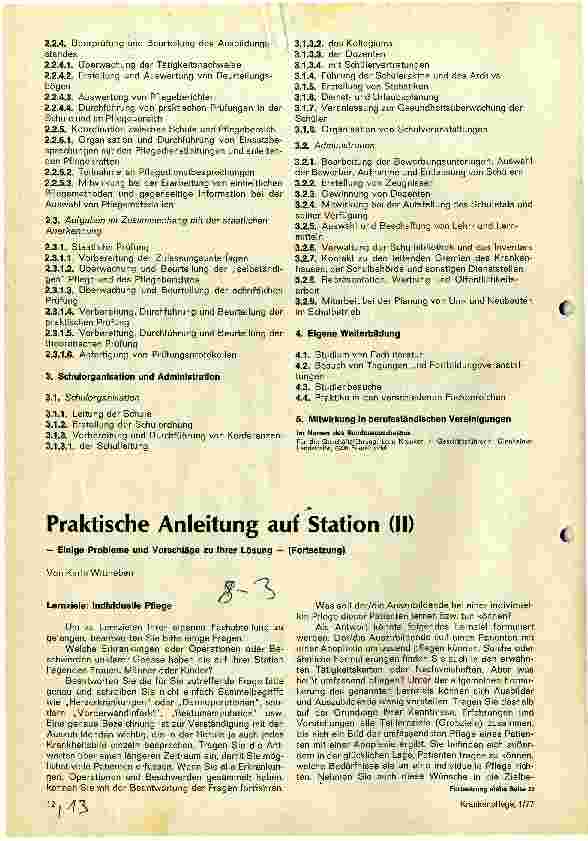 Vorschauseite 1: Praktische Anleitung auf Station (III) - Einige Probleme und Vorschläge zur ihrer Lösung -