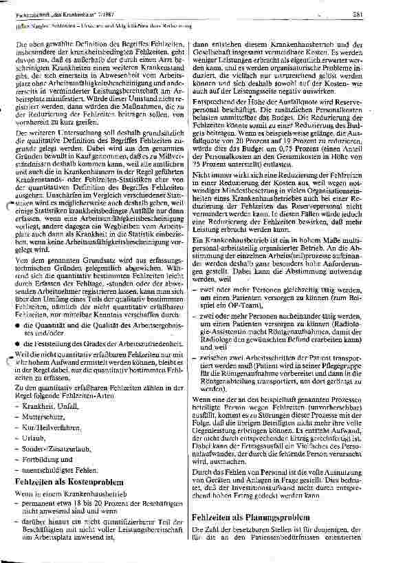 Vorschauseite 2: Fehlzeiten- Ursachen und Möglichkeiten ihrer Reduzierung
