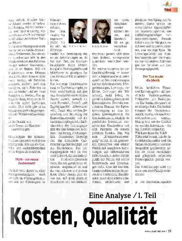 Vorschauseite 2: Kunden, Kosten, Qualität Eine Analyse/1. Teil