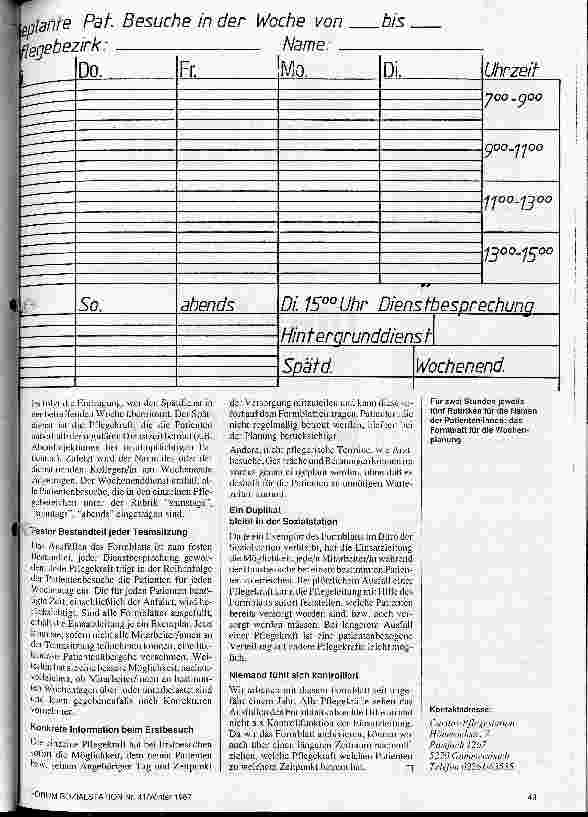 Vorschauseite 2: Das Wochenbett Aktuelle Planung in der Dienstbesprechung