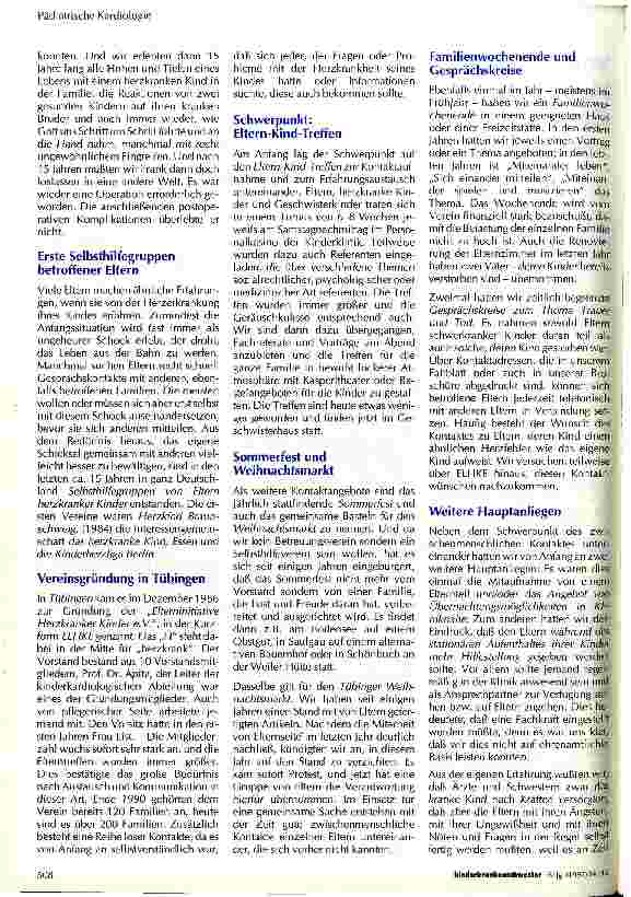 Vorschauseite 2: Vorstellung der Elterninitiative Herzkranker Kinder e. V. (EHLKE) Tübingen einer Elternselbsthilfeorganisation auf regionaler Ebene