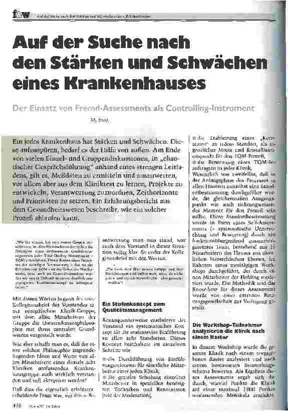 Vorschauseite 1: Auf der suche nach den Stärken und Schwächen eines Krankenhauses Der Einsatz von Fremd-Assessments als Controlling-Instrument