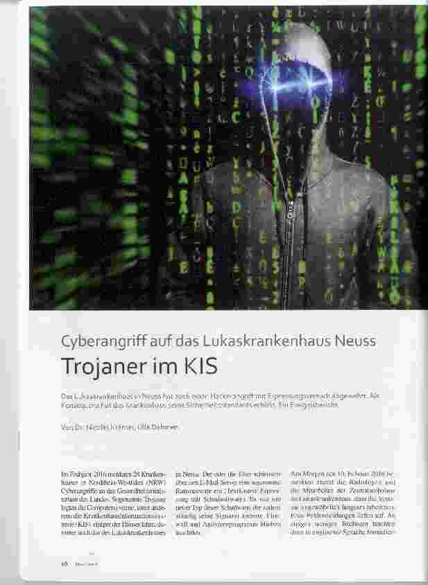 Vorschauseite 1: Cyberangriff auf das Lukaskrankenhaus Neuss Trojaner inn KIS
