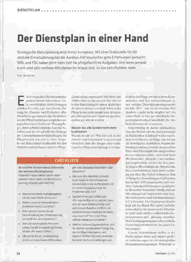 Vorschauseite 1: Der Dienstplan in einer Hand