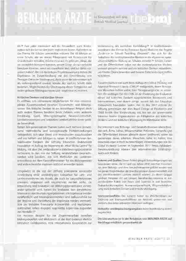 Vorschauseite 3: ESSAY Kritisches Denken im Gesundheitsund Bildungswesen