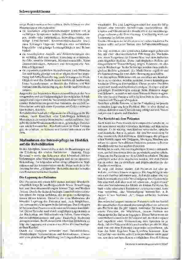 Vorschauseite 2: Die Intensivstation - Teil der Rehabilitation
