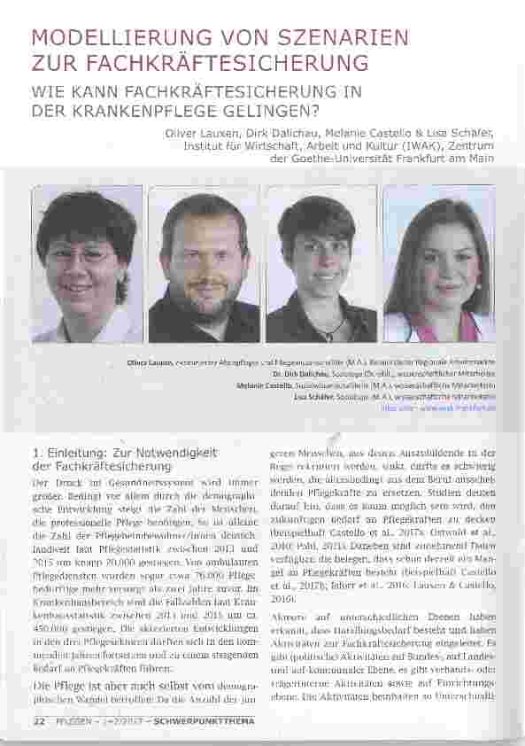 Vorschauseite 1: MODELLIERUNG VON SZENARIEN ZUR FACHKRÄFTESICHERUNG