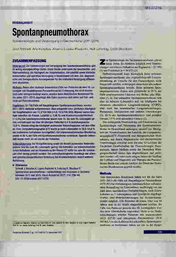 Vorschauseite 1: Spontanpneumothorax
