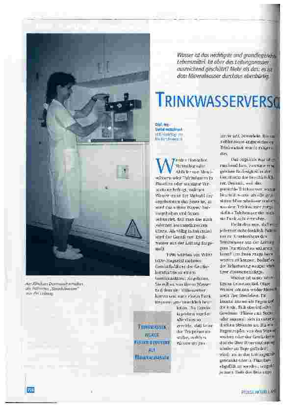 Vorschauseite 1: Trinkwasserversorgung von PatientInnen