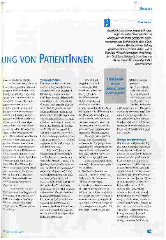 Vorschauseite 2: Trinkwasserversorgung von PatientInnen
