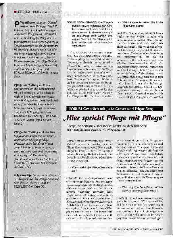 Vorschauseite 1: Hier spricht Pflege mit Pflege