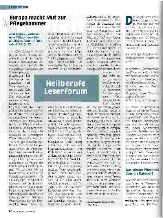 Vorschauseite 1: Warum braucht die Pflege Kammern?