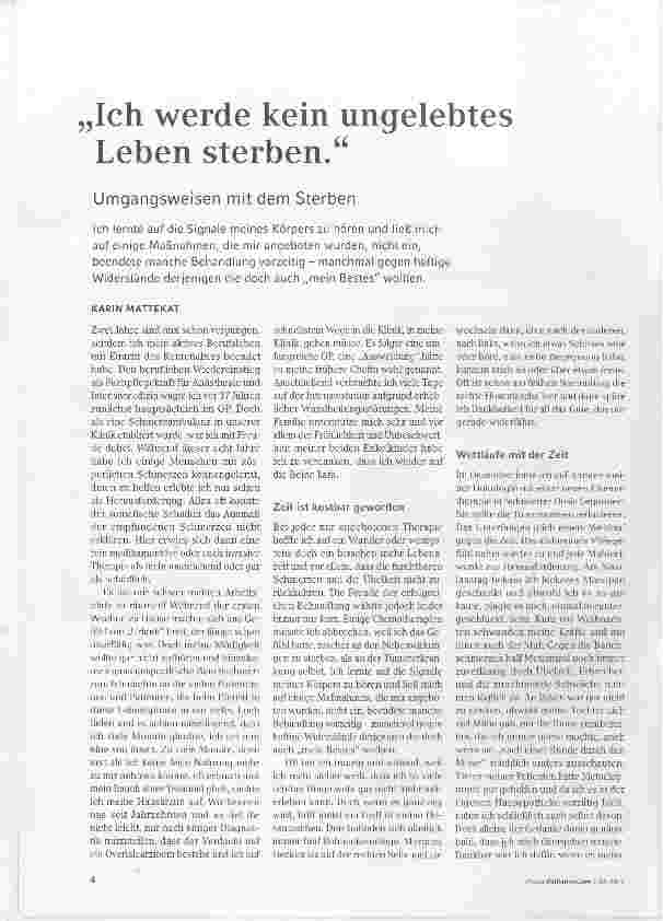 Vorschauseite 1: „Ich werde kein ungelebtes Leben sterben.“