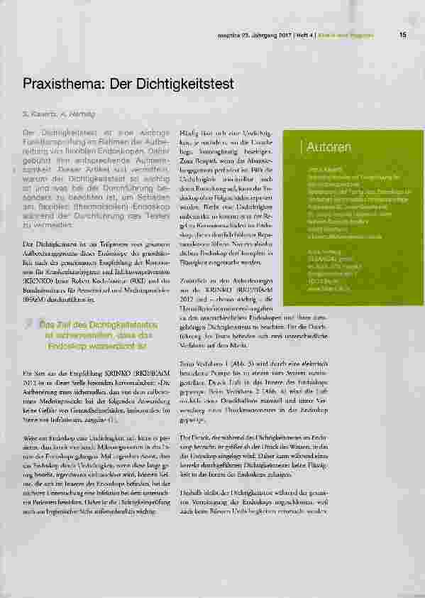 Vorschauseite 1: Praxisthema: Der Dichtigkeitstest
