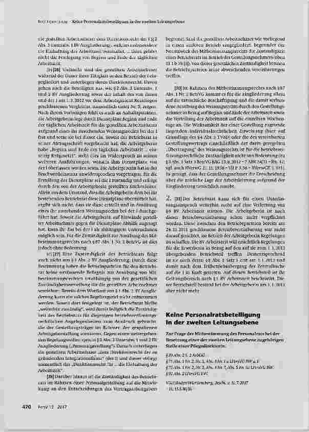 Vorschauseite 1: Keine Personalratsbeteiligung in der zweiten Leitungsebene