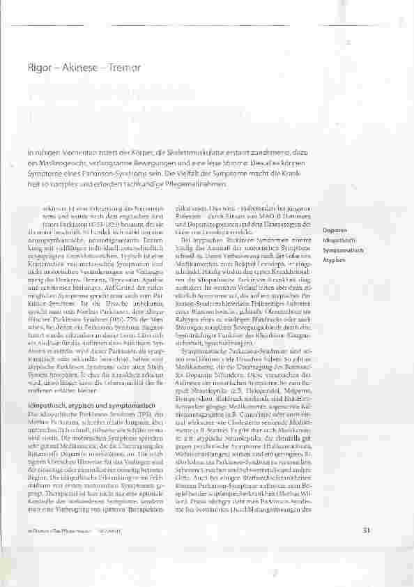 Vorschauseite 1: Parkinson-Syndrom: Diagnose und Symptome