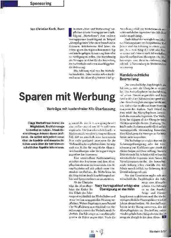Vorschauseite 1: Sparen mit Werbung
