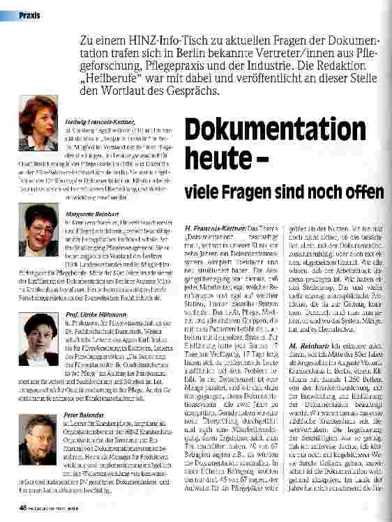 Vorschauseite 1: Dokumentation heute - viele Fragen sind noch offen