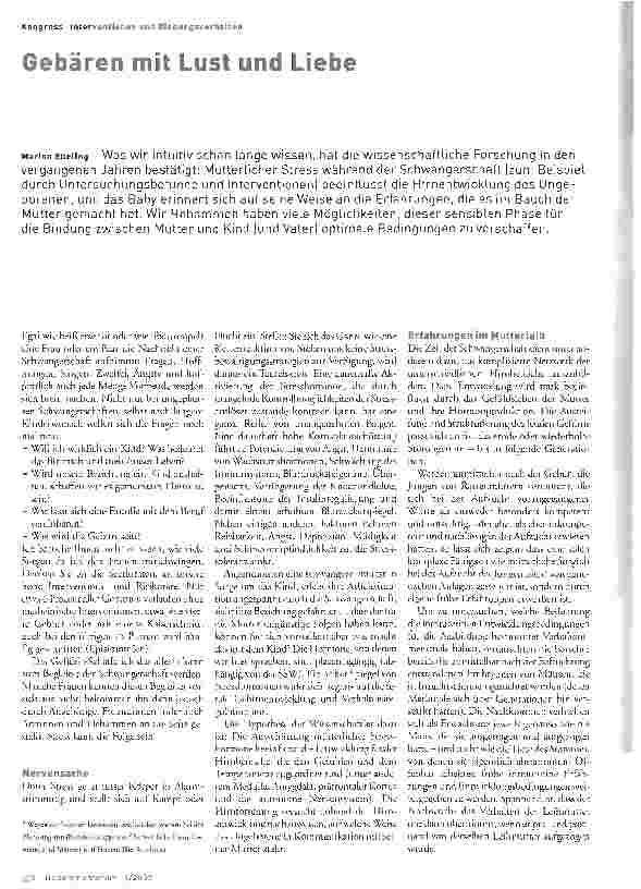 Vorschauseite 1: Gebären mit Lust und Liebe