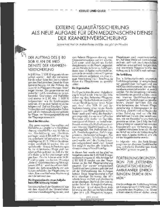 Vorschauseite 1: Externe Qualitätssicherung als neue Aufgabe für den Medizinischen Dienst der Krankenkassen