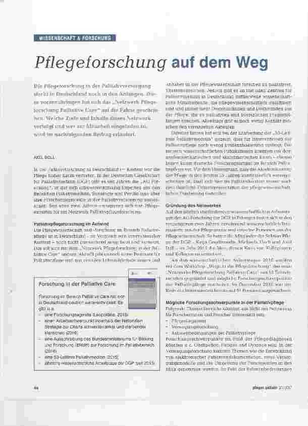 Vorschauseite 1: Pflegeforschung auf dem Weg