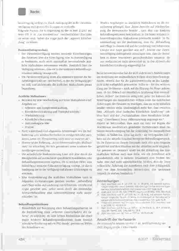 Vorschauseite 3: Weitere Präzisierung der Anforderungen an Patientenverfügungen