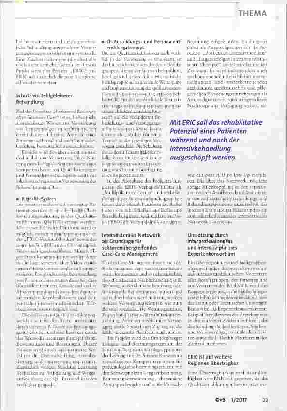 Vorschauseite 2: Das Projekt Enhanced Recovery after Intensive Care ERIC