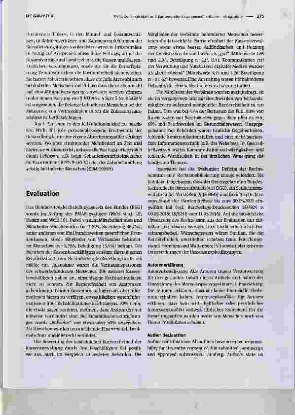 Vorschauseite 2: Zugänglichkeit und Barrierefreiheit der gesundheitlichen Infrastruktur