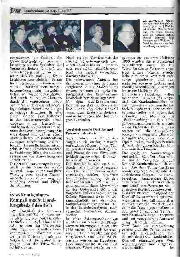 Vorschauseite 4: Krankenhausgesetzgebung 97 f & w-Kompaß-Seminar in Kassel
