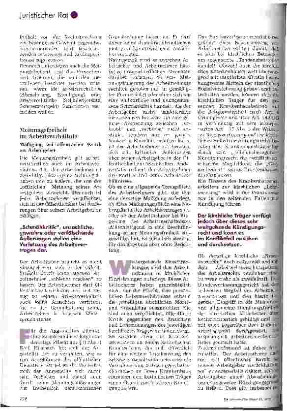 Vorschauseite 2: Auch im Krankenhausbereich gelten für Meinungsund Pressefreiheit gesetzliche Regeln