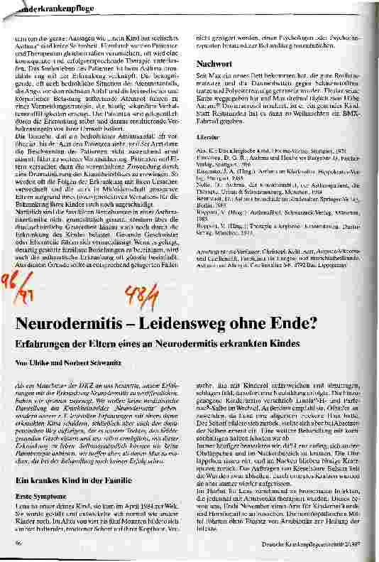 Vorschauseite 1: Neurodermitis - Leidensweg ohne Ende? Erfahrungen der Eltern eines an Neurodermitis erkrankten Kindes