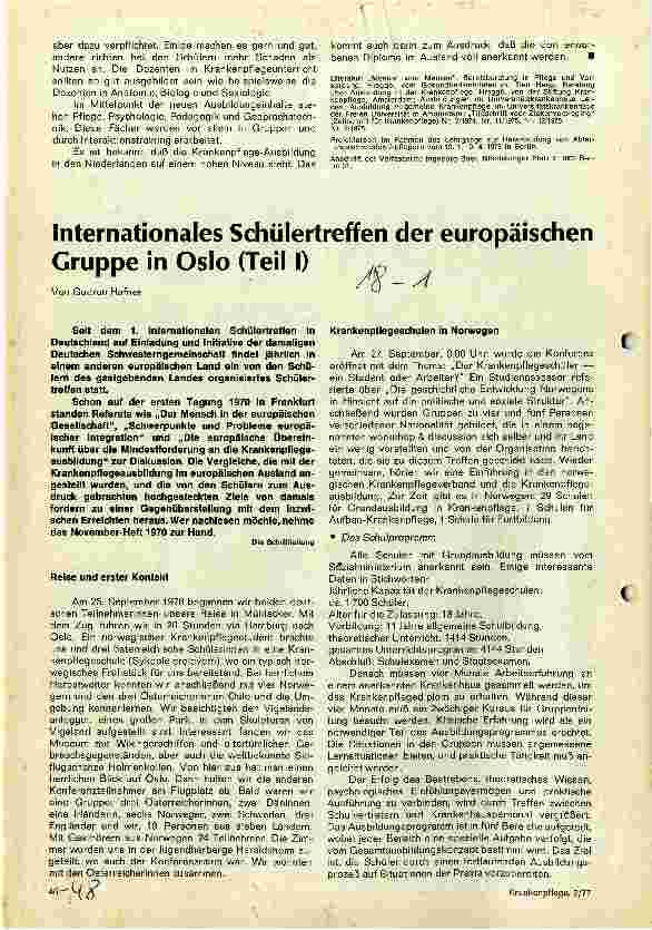 Vorschauseite 1: Internationales Schülertreffen der europäischen Gruppe in Oslo Teil I