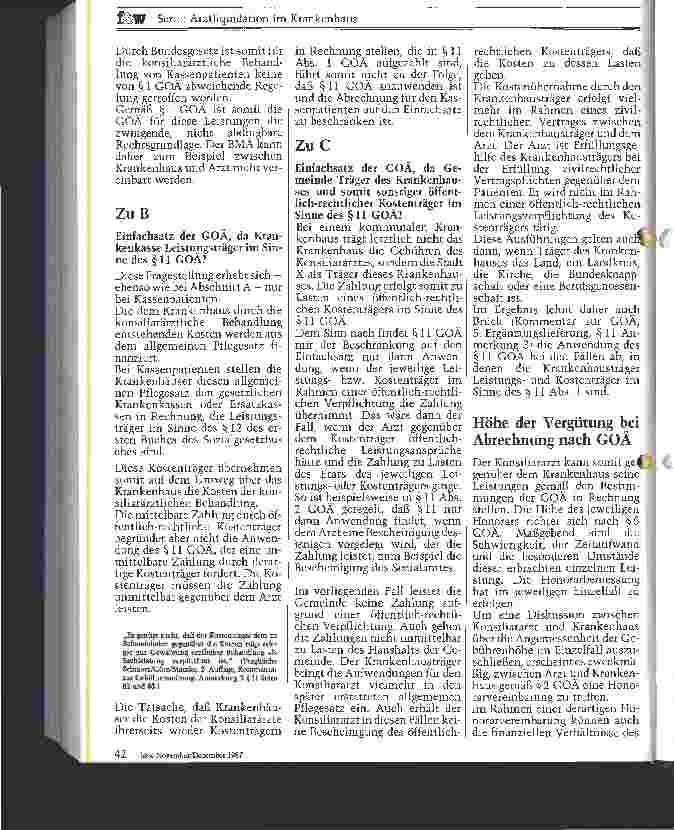Vorschauseite 2: Abrechnung konsiliarärztlicher Leistungen GOÄ oder BMÄ - Einfacher Satz der GOÄ ?
